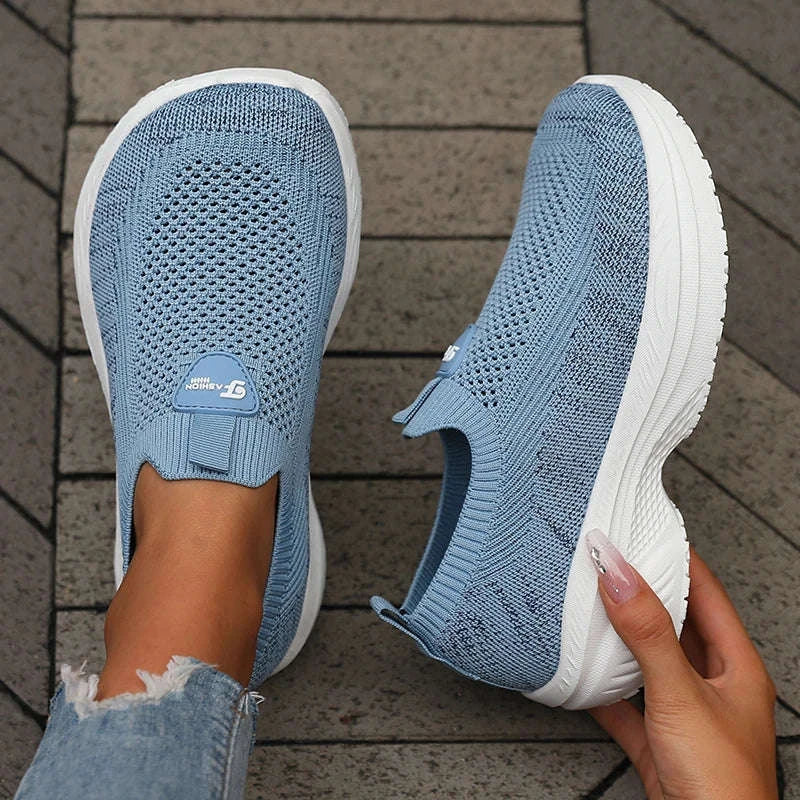 Wide-Fit Thick-Soled Casual Sports Shoes-SKY BLUE / 36