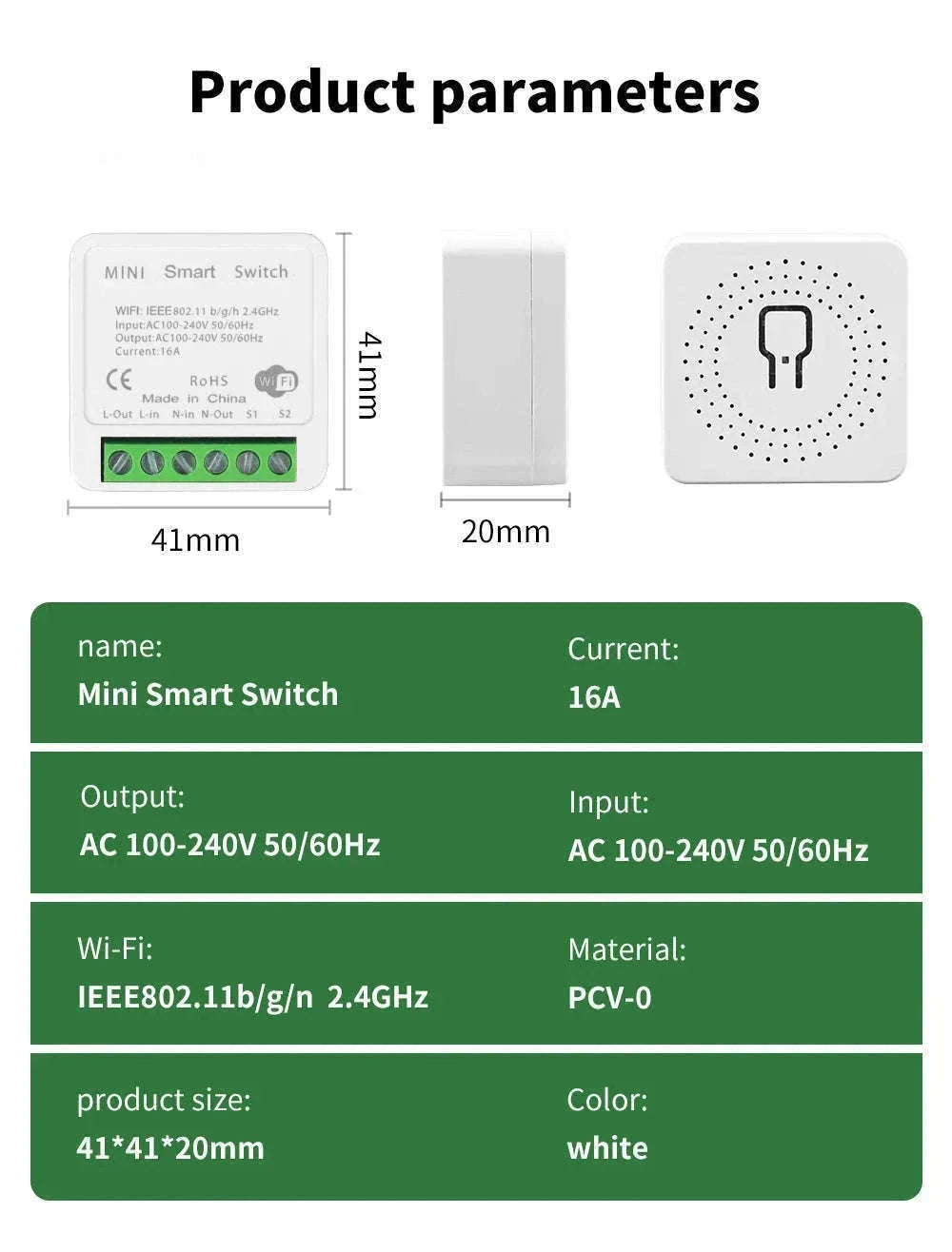 WiFi 16A Smart Light Switch Module with App and Voice Control-2Pcs