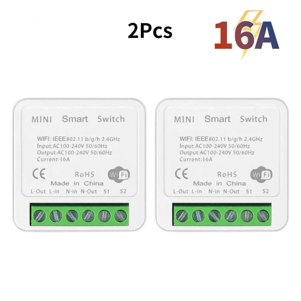 WiFi 16A Smart Light Switch Module with App and Voice Control-2Pcs