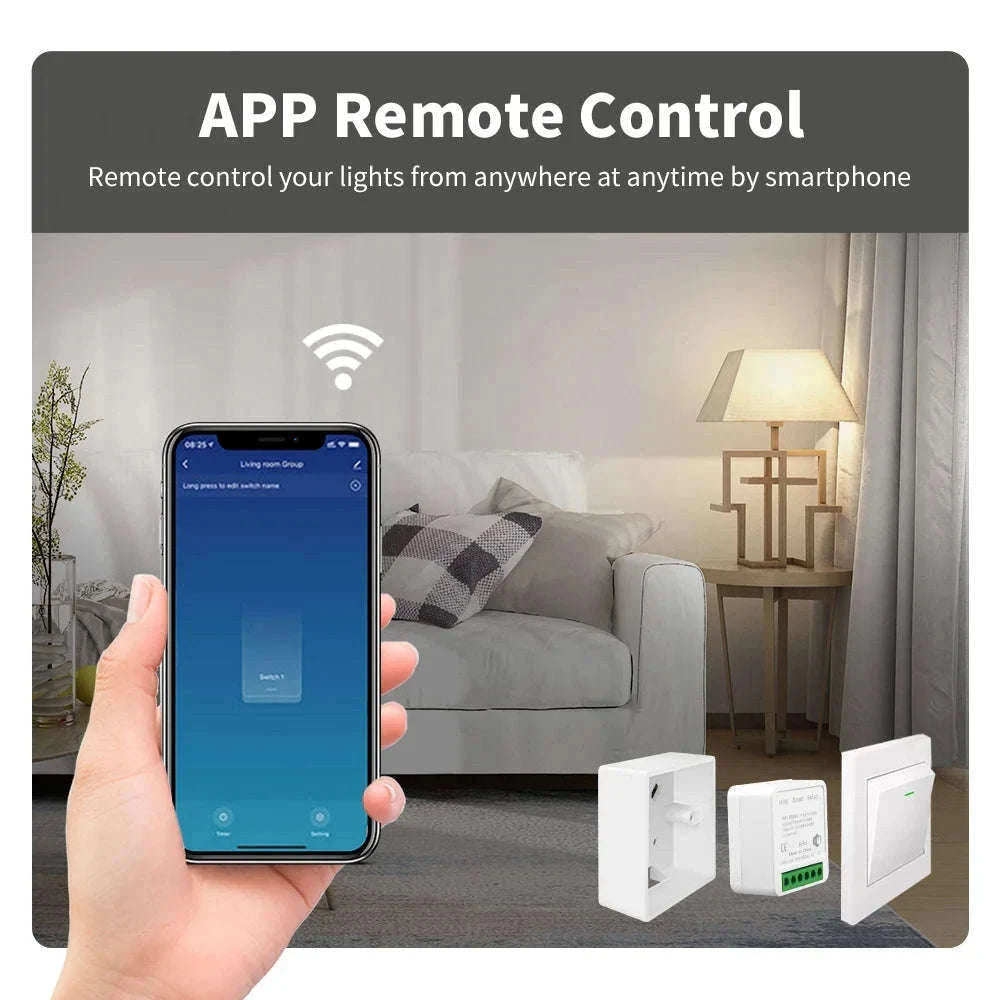 WiFi 16A Smart Light Switch Module with App and Voice Control-2Pcs