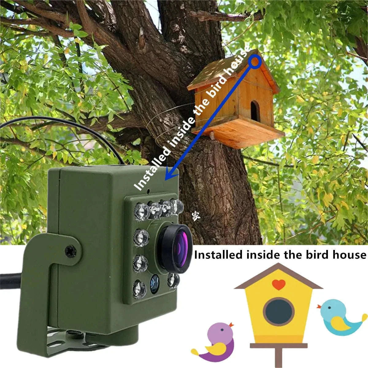 WiFi Bird Nest Camera with Motion Detection and Night Vision-SONY IMX335