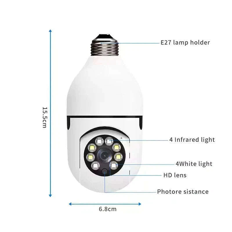 WiFi Bulb Camera 1080P Smart Indoor Security with Night Vision-Default Title