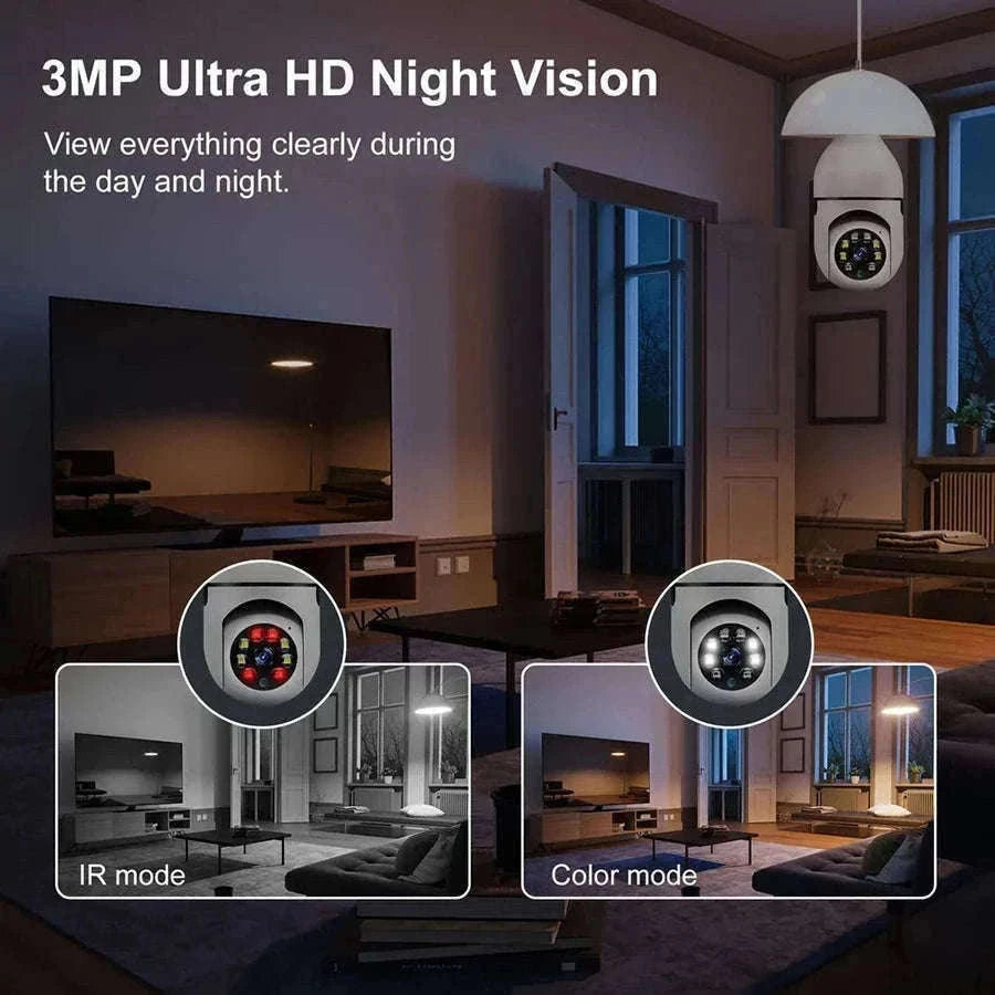 WiFi Bulb Camera 1080P Smart Indoor Security with Night Vision-Default Title