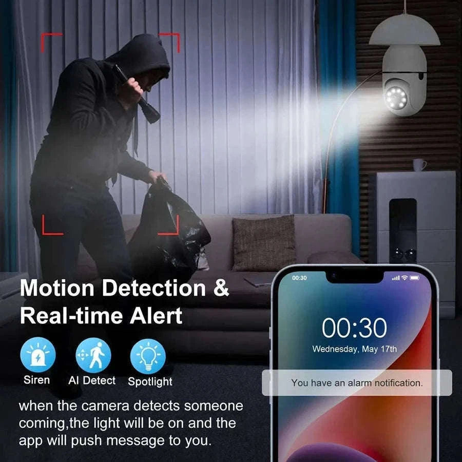 WiFi Bulb Camera 1080P Smart Indoor Security with Night Vision-Default Title