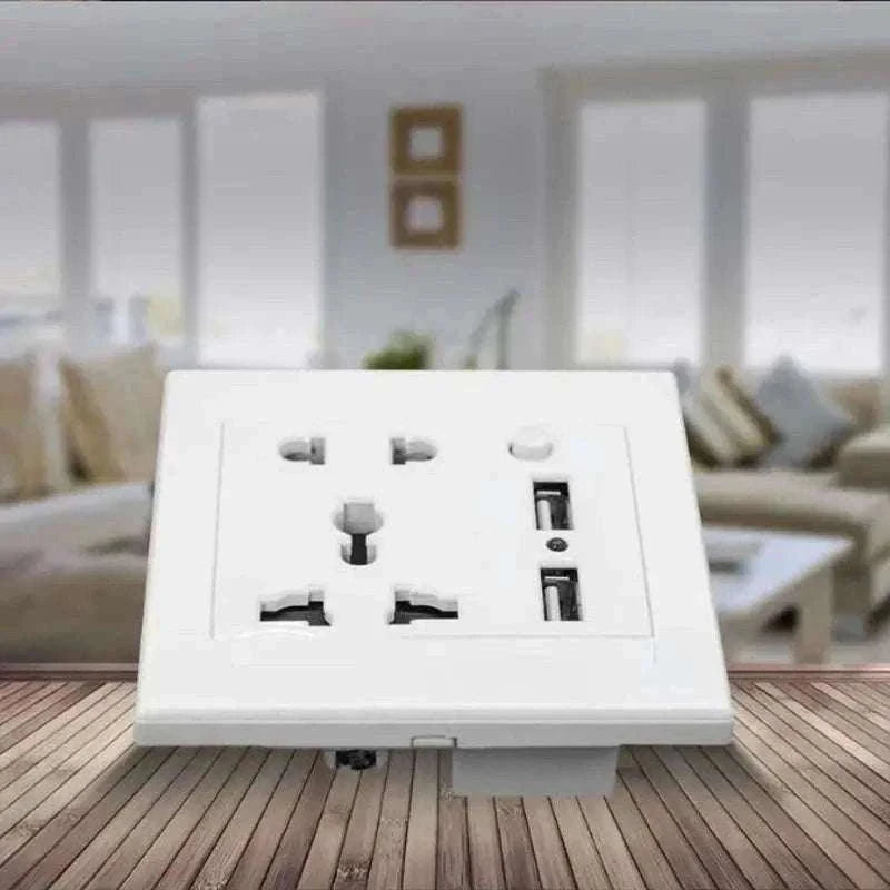 WiFi Control Socket with Dual USB Ports for Home Use-Brown / 0GB