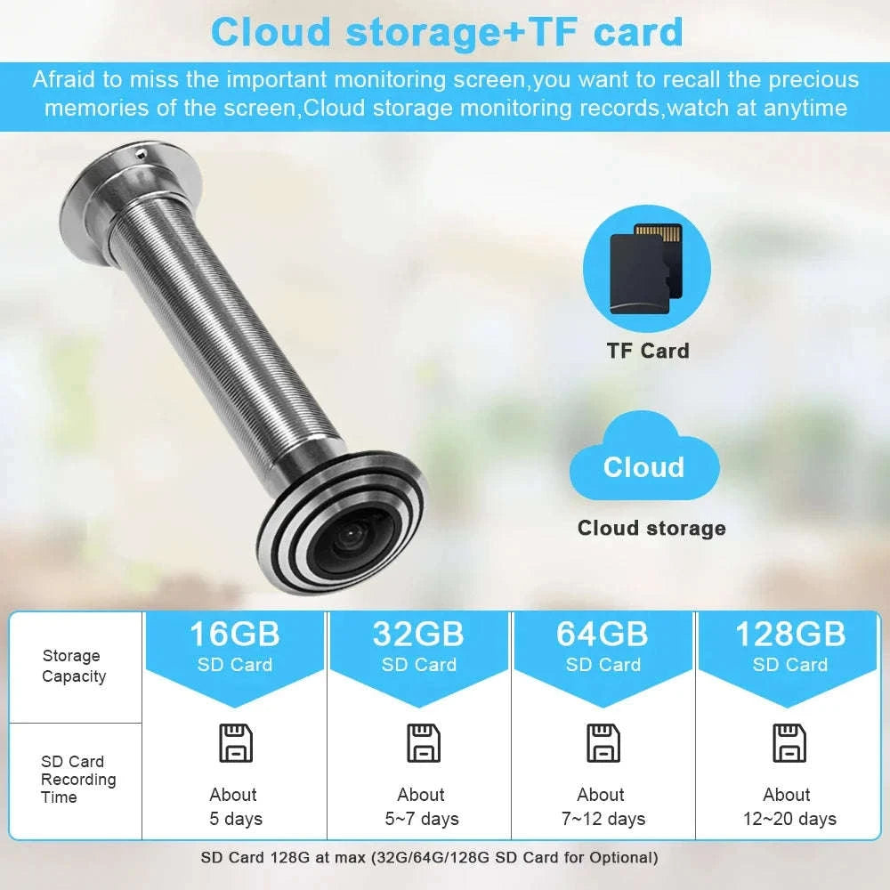 WiFi Door Peephole Camera 2MP 1080P with Motion Detection-Silver EU power