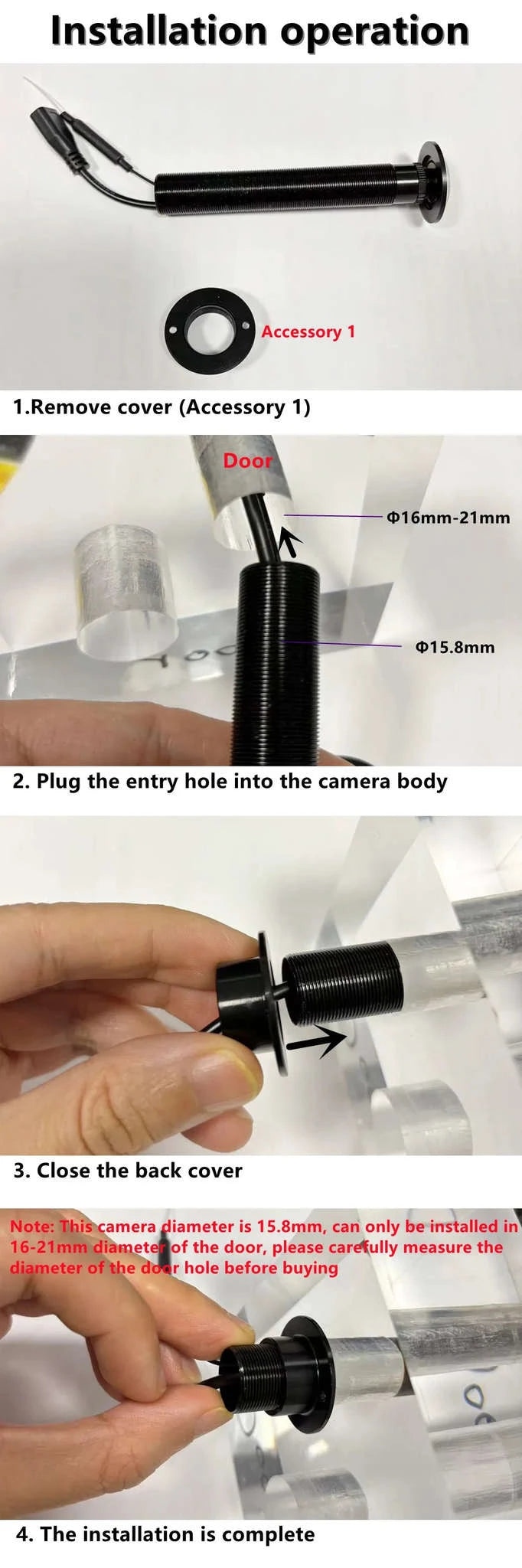 WiFi Door Peephole Camera 2MP 1080P with Motion Detection-Silver EU power