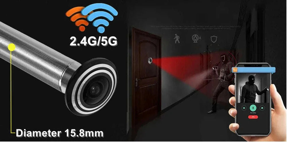 WiFi Door Peephole Camera 2MP 1080P with Motion Detection-Silver EU power