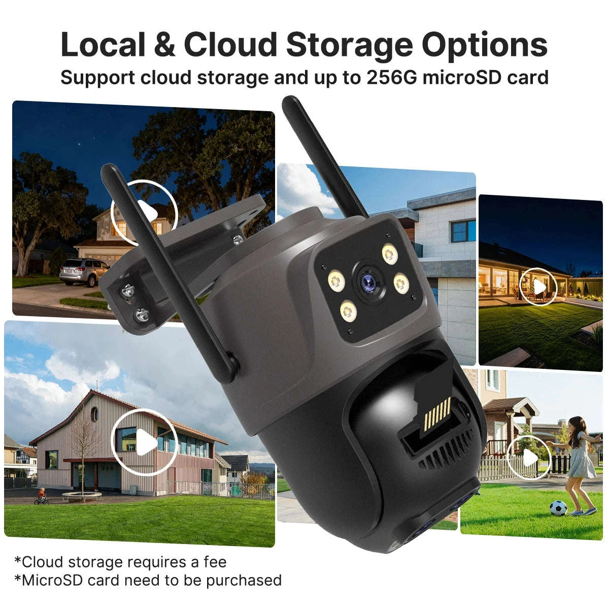 WiFi Outdoor PTZ Security Camera with Auto Tracking-Three Lens / EU Plug / Poland