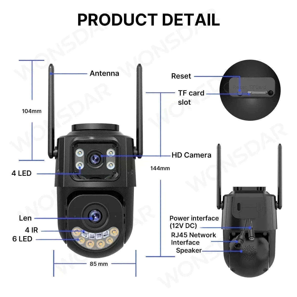WiFi Outdoor PTZ Security Camera with Auto Tracking-Three Lens / EU Plug / Poland