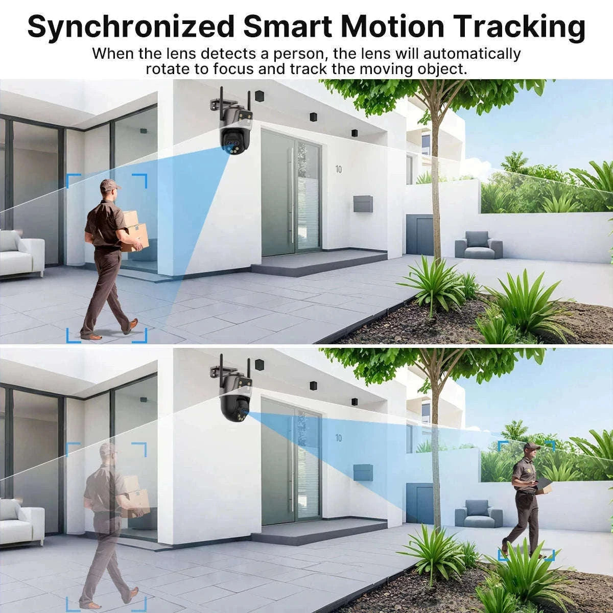 WiFi Outdoor PTZ Security Camera with Auto Tracking-Three Lens / EU Plug / Poland
