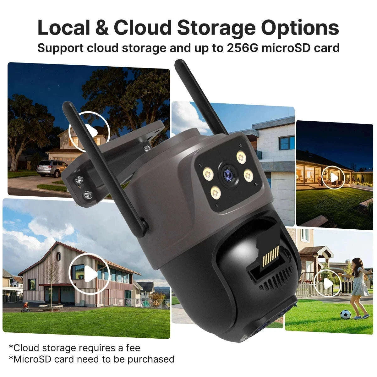 WiFi Outdoor PTZ Security Camera with Auto Tracking-Three Lens / EU Plug / Poland
