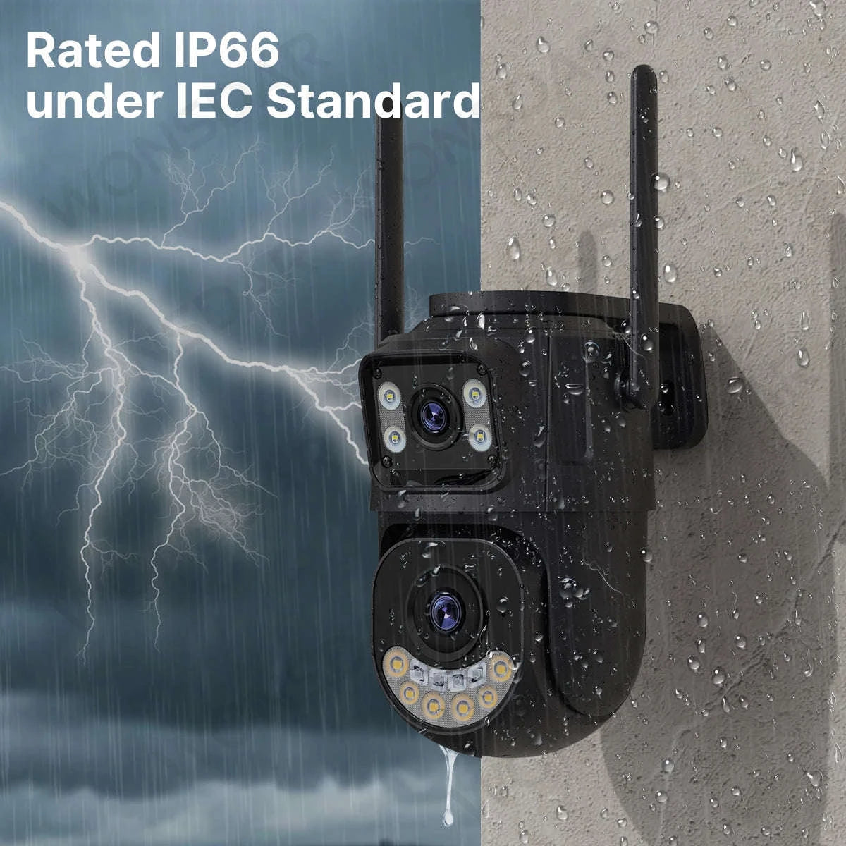 WiFi Outdoor PTZ Security Camera with Auto Tracking-Three Lens / EU Plug / Poland