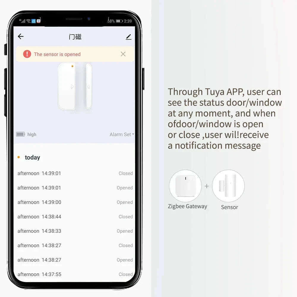 WiFi Smart Door & Window Sensor with App Alerts and Alexa Support-tuya wifi