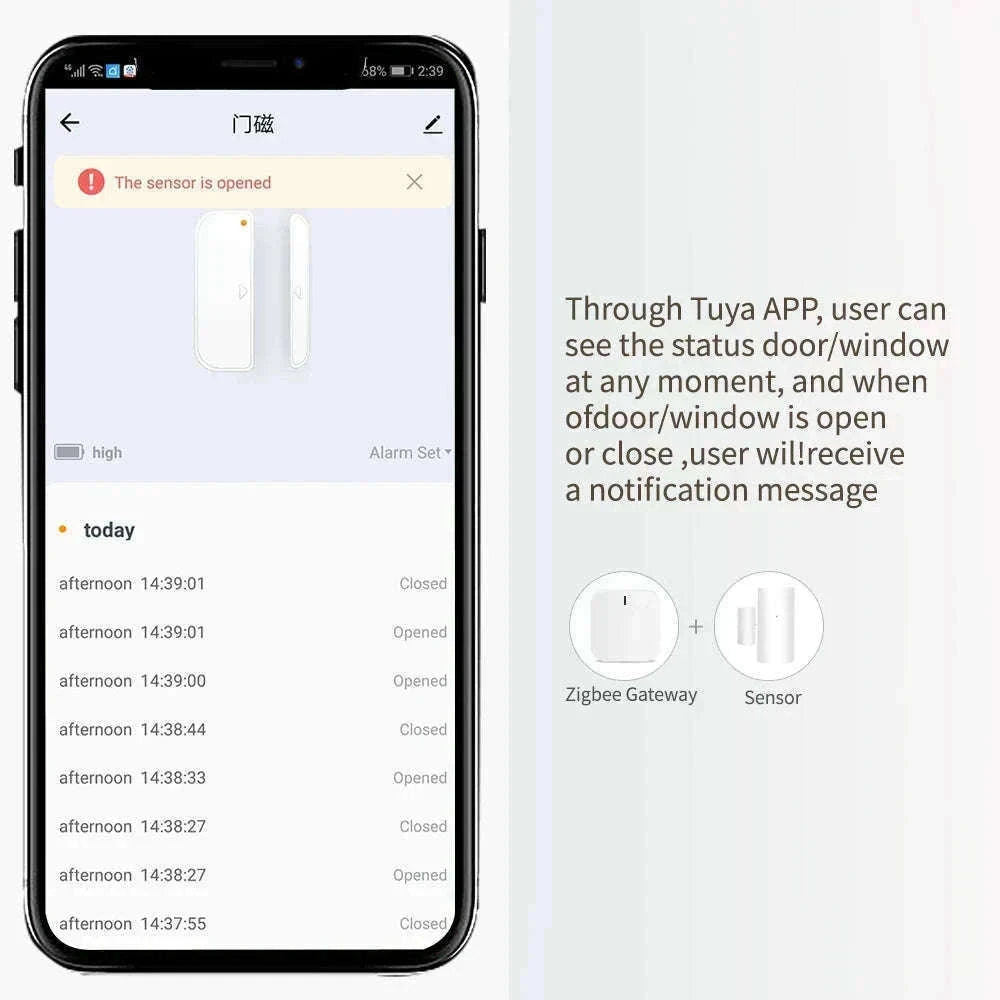WiFi Smart Door & Window Sensor with App Alerts and Alexa Support-tuya wifi