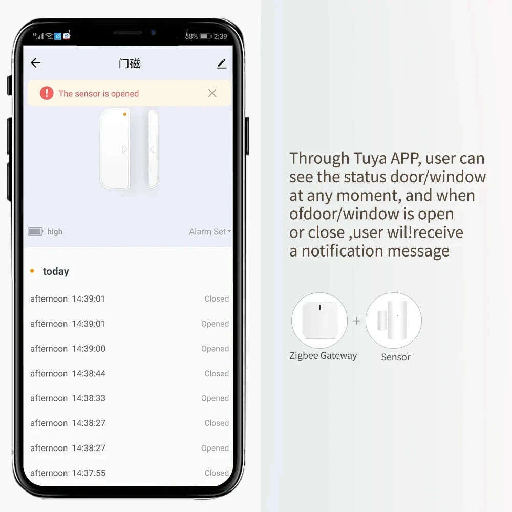 WiFi Smart Door & Window Sensor with App Alerts and Alexa Support-