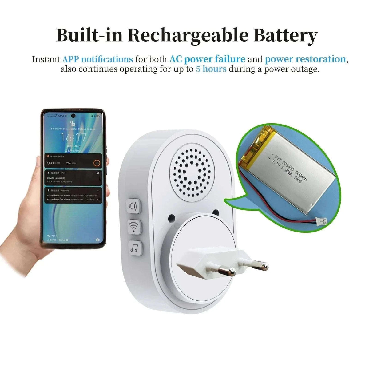 WiFi SOS Emergency Alert System with Caregiver App Notifications-UK Plug