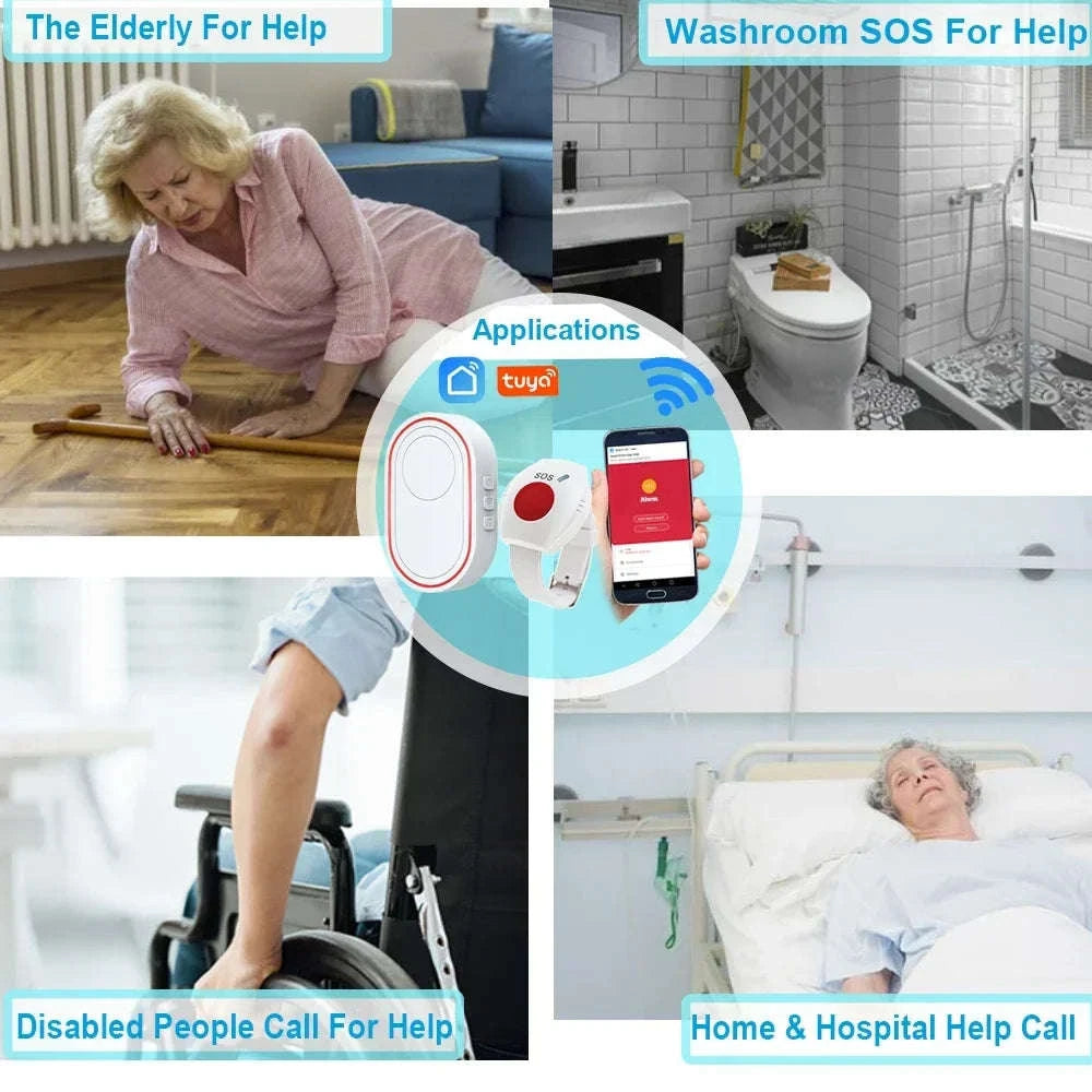WiFi SOS Emergency Alert System with Caregiver App Notifications-UK Plug