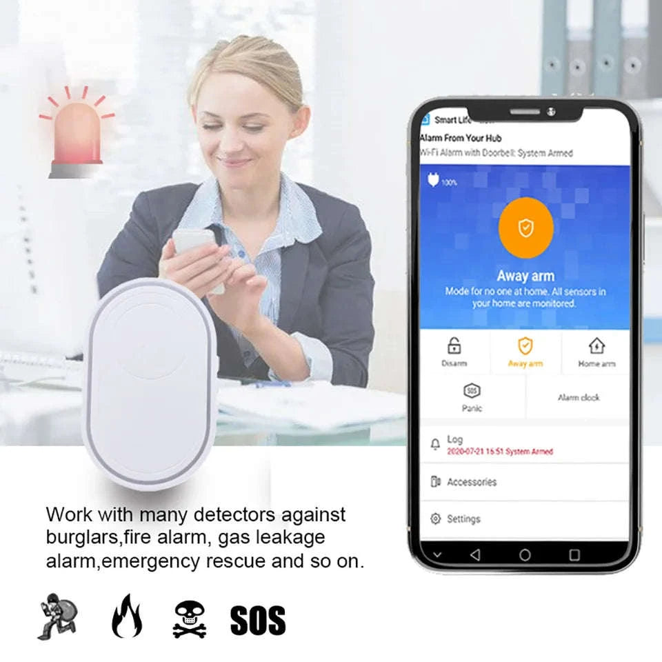 WiFi SOS Emergency Alert System with Caregiver App Notifications-UK Plug