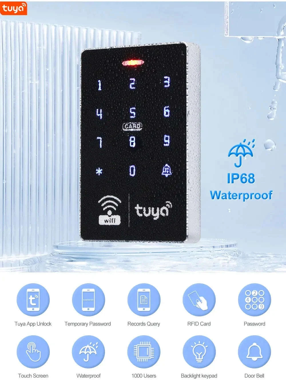 WiFi Tuya RFID Access Controller IP68 S10-with Blue Keys