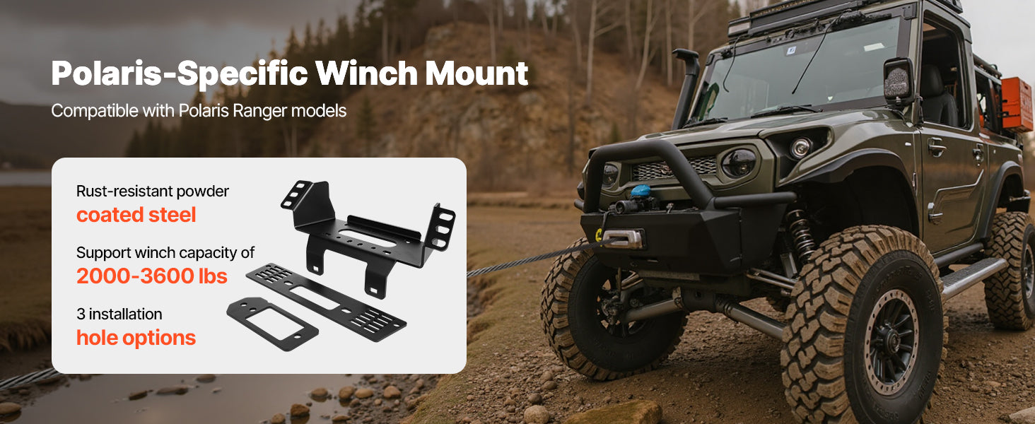 Polaris Ranger Winch Hitch Mount 2000–3600 lbs Fit 2010–2021