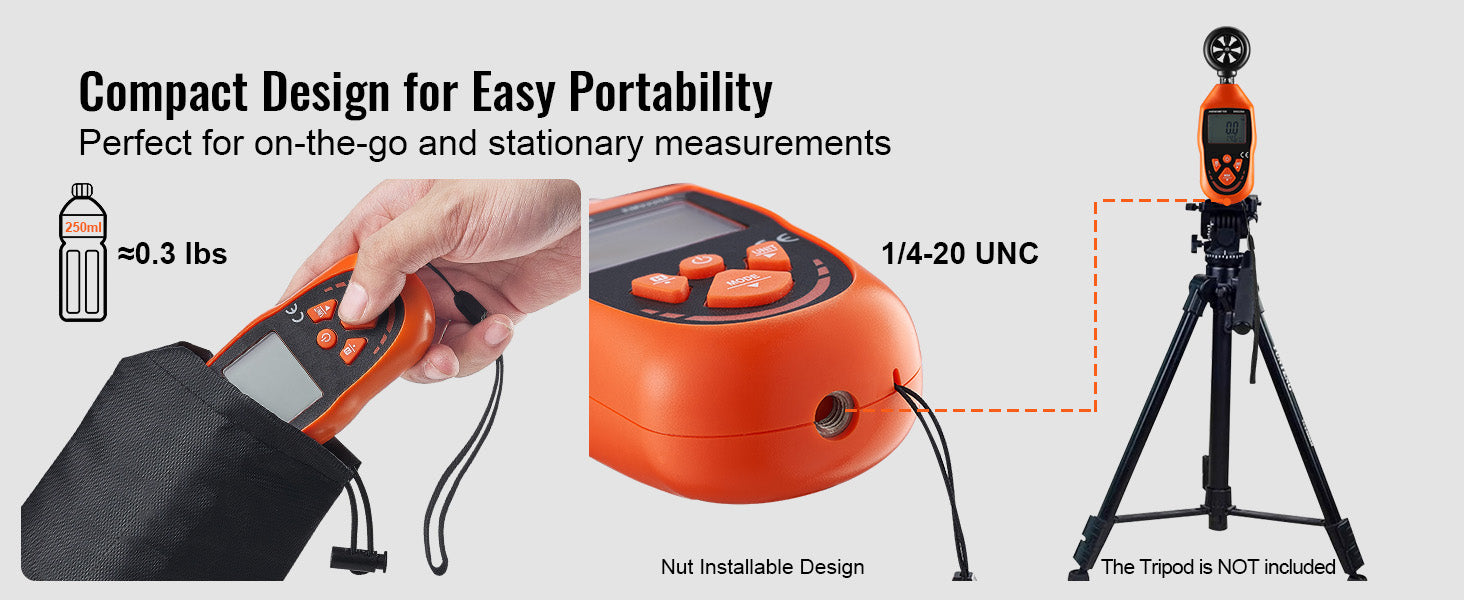 Handheld Digital Anemometer Wind Speed Meter with LED Backlight