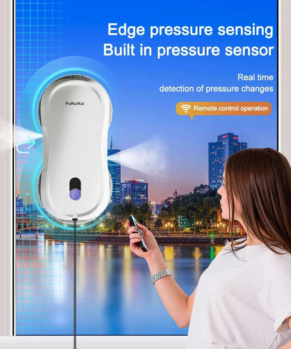Window Cleaning Robot with Dual Nozzles for Easy Glass Care-WHITE / EU / france|Yes