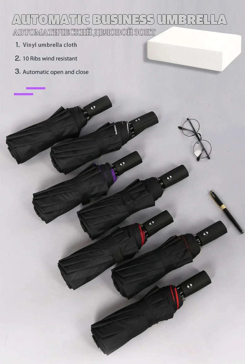 Windproof Automatic Umbrella-blue