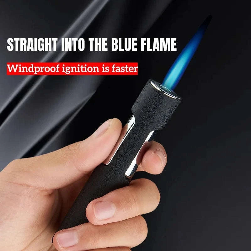 Windproof Blue Jet Flame Mini Refillable Torch Lighter-Matte Black / United States