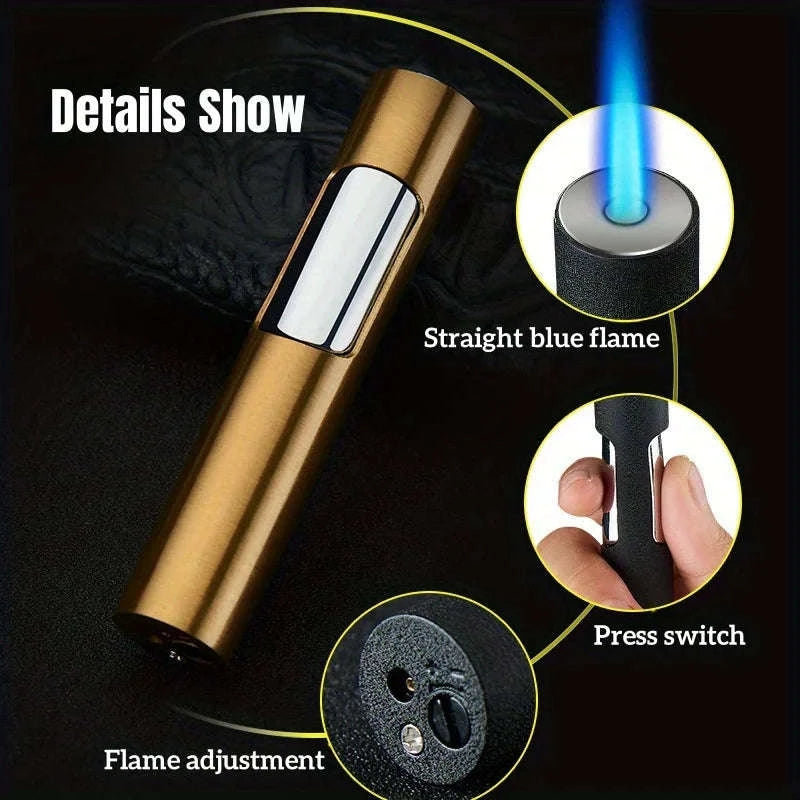 Windproof Blue Jet Flame Mini Refillable Torch Lighter-Matte Black / United States