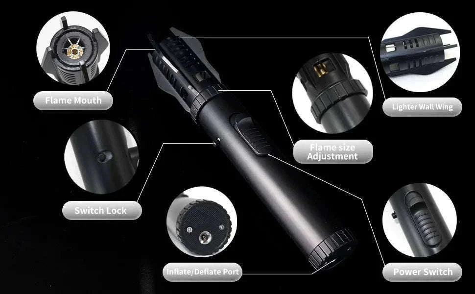 Windproof Butane Torch Lighter with Adjustable Blue Flame-K39 Black