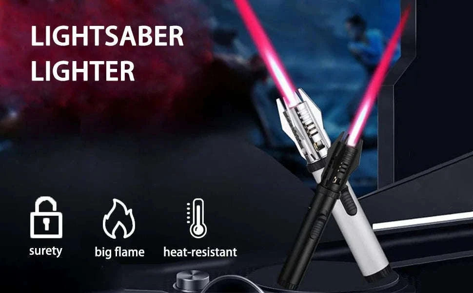 Windproof Butane Torch Lighter with Adjustable Blue Flame-K39 Black