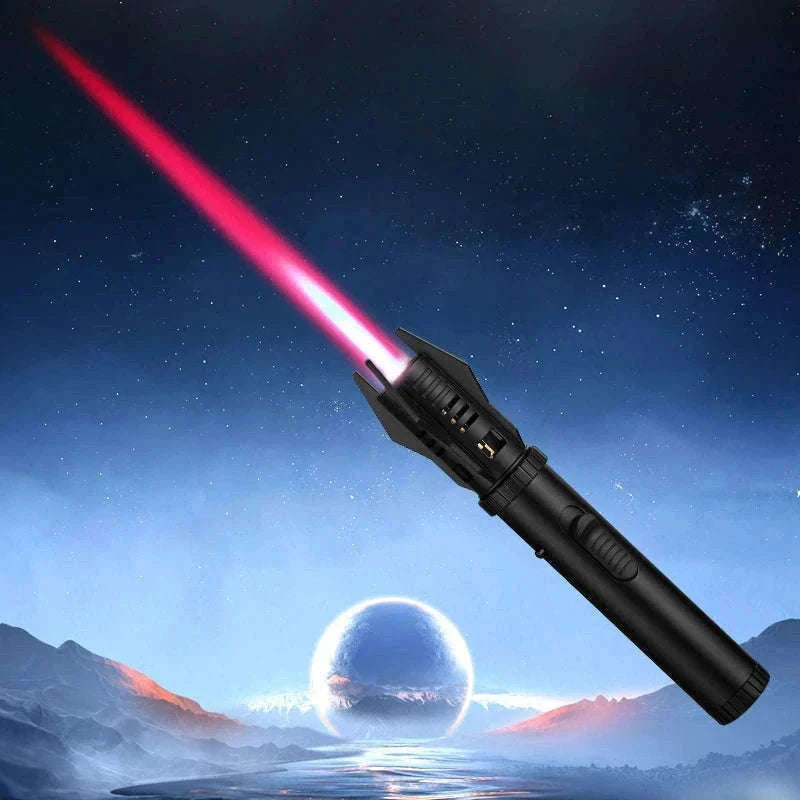 Windproof Butane Torch Lighter with Adjustable Blue Flame-K39 Black