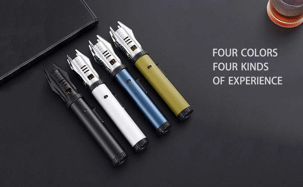 Windproof Butane Torch Lighter with Adjustable Blue Flame-K39 Black
