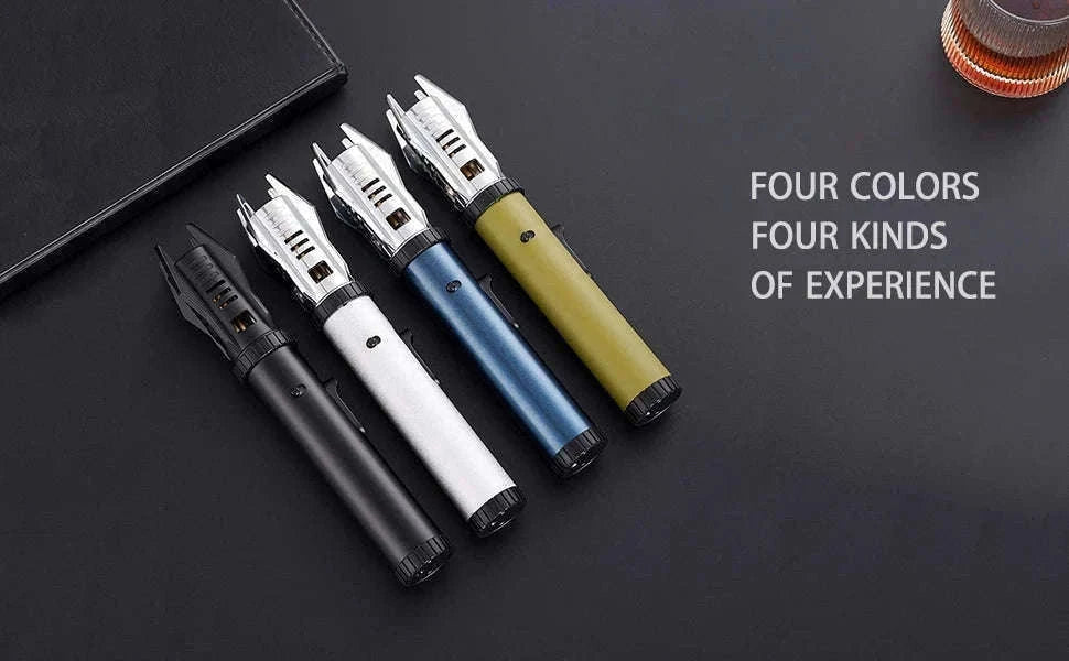 Windproof Butane Torch Lighter with Adjustable Blue Flame-K39 Black