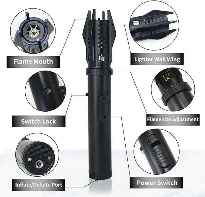 Windproof Butane Torch Lighter with Adjustable Blue Flame-K39 Black