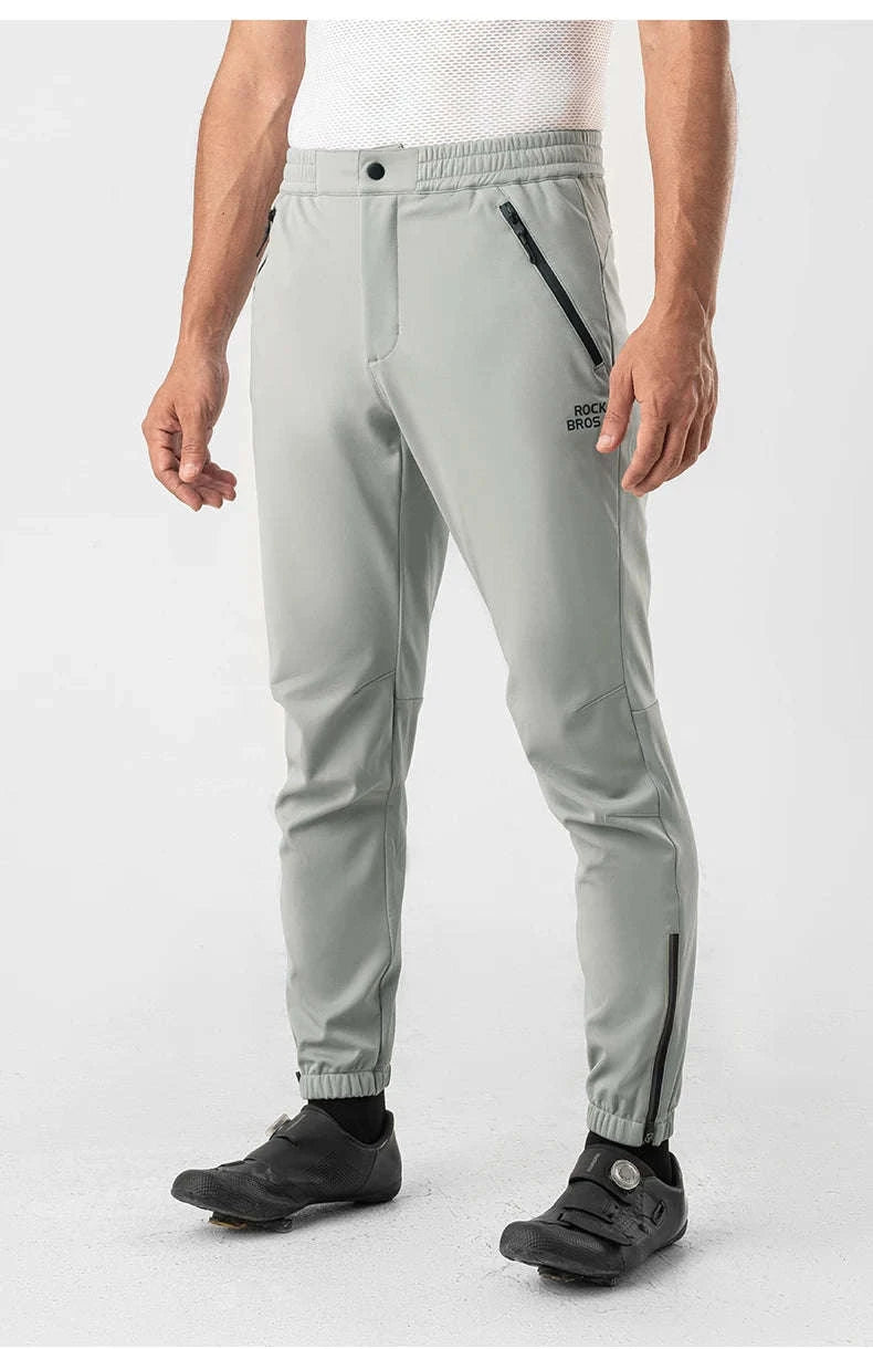 Windproof Fleece Cycling Pants for Cold Weather Riding-YPK046-GR / Asian XL(EUR L)
