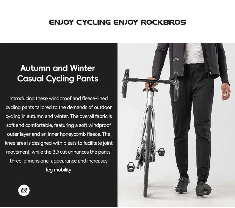 Windproof Fleece Cycling Pants for Cold Weather Riding-YPK046-GR / Asian XL(EUR L)