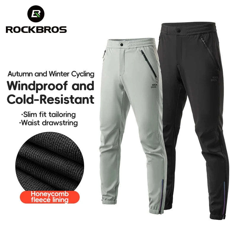 Windproof Fleece Cycling Pants for Cold Weather Riding-YPK046-GR / Asian XL(EUR L)