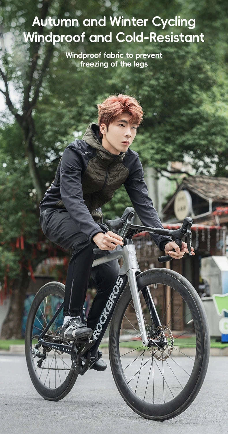 Windproof Fleece Cycling Pants for Cold Weather Riding-YPK046-GR / Asian XL(EUR L)