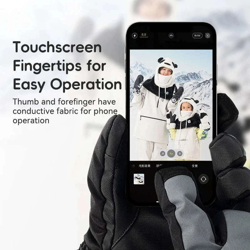 Windproof Insulated Ski Gloves with Touchscreen Fingertips-014-S350-WT / L