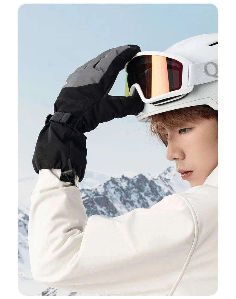 Windproof Insulated Ski Gloves with Touchscreen Fingertips-014-S350-WT / L