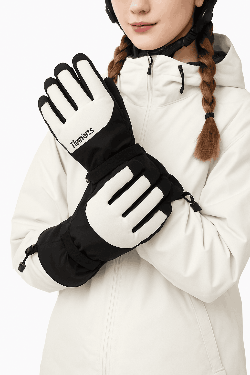 Windproof Insulated Ski Gloves with Touchscreen Fingertips-014-S350-WT / L