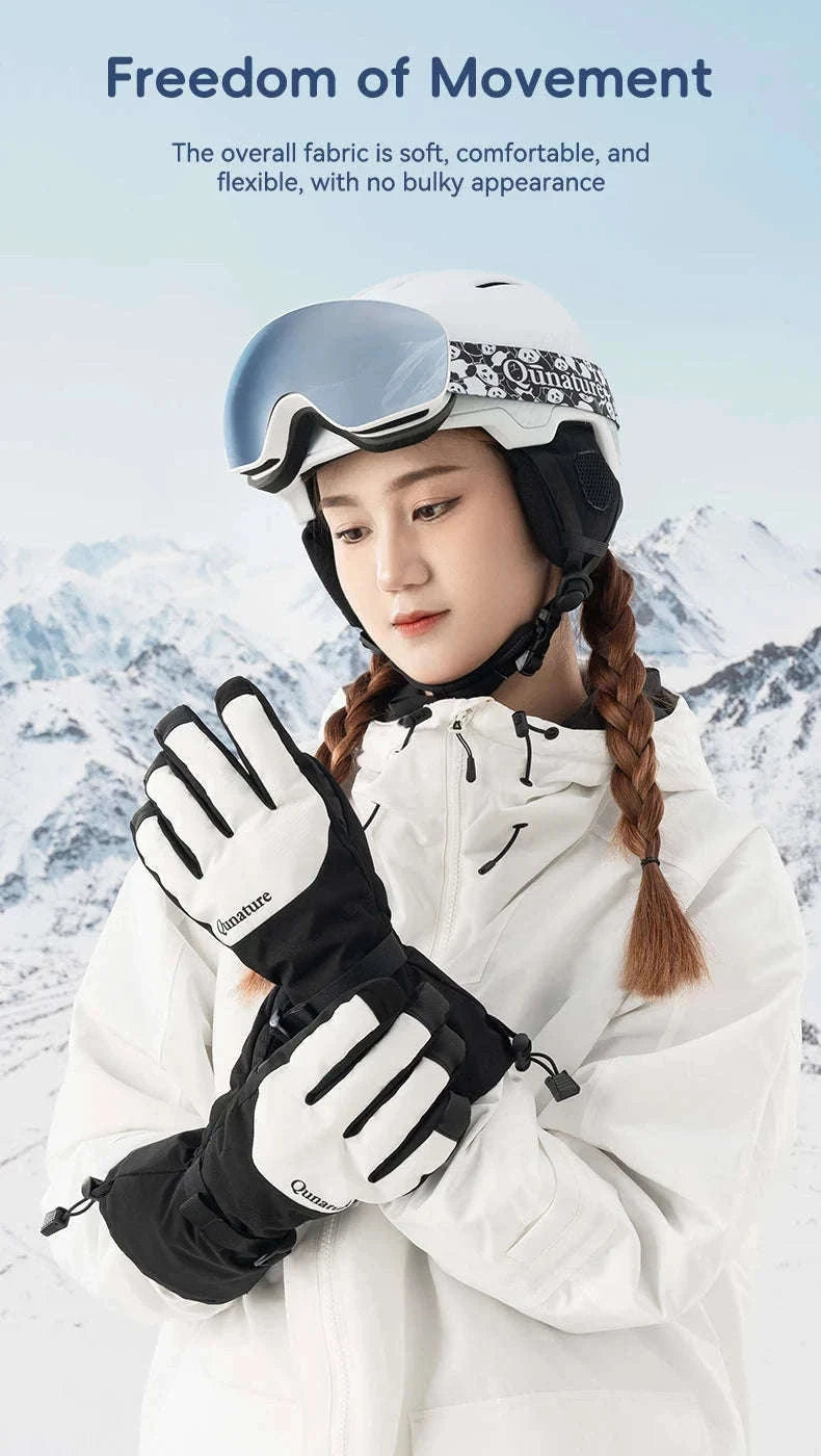 Windproof Insulated Ski Gloves with Touchscreen Fingertips-014-S350-WT / L