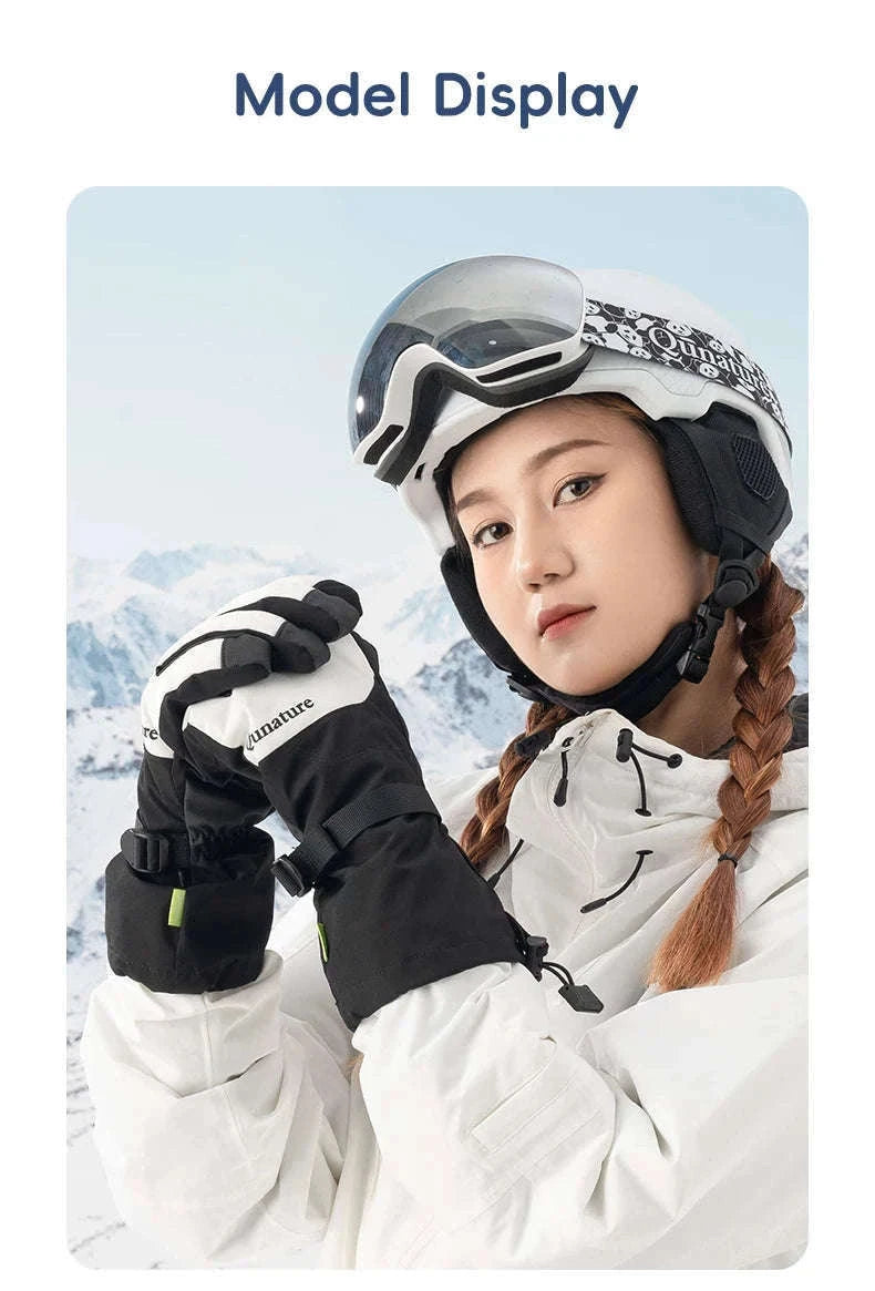 Windproof Insulated Ski Gloves with Touchscreen Fingertips-014-S350-WT / L