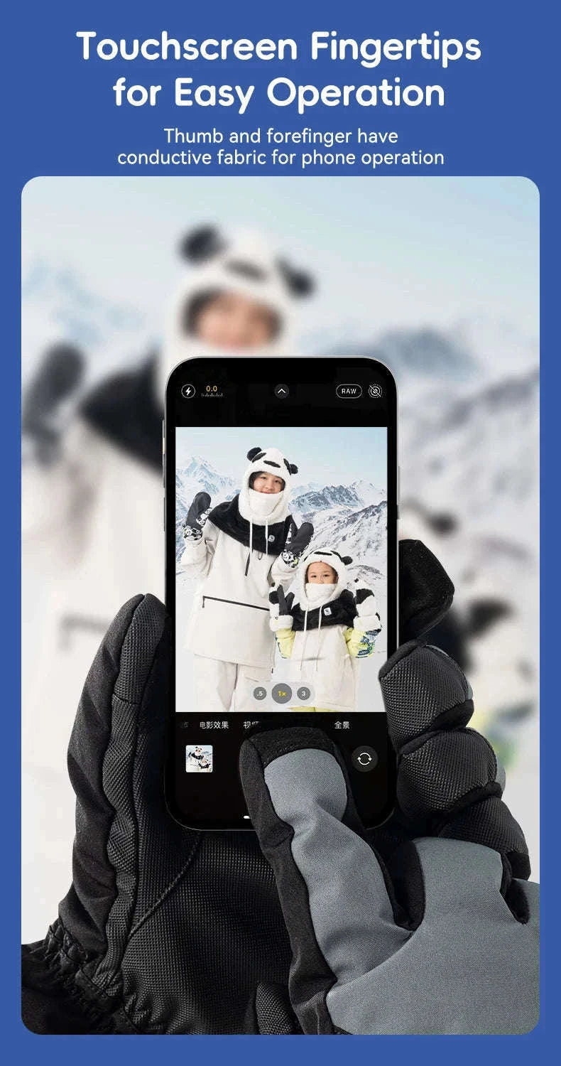 Windproof Insulated Ski Gloves with Touchscreen Fingertips-014-S350-WT / L