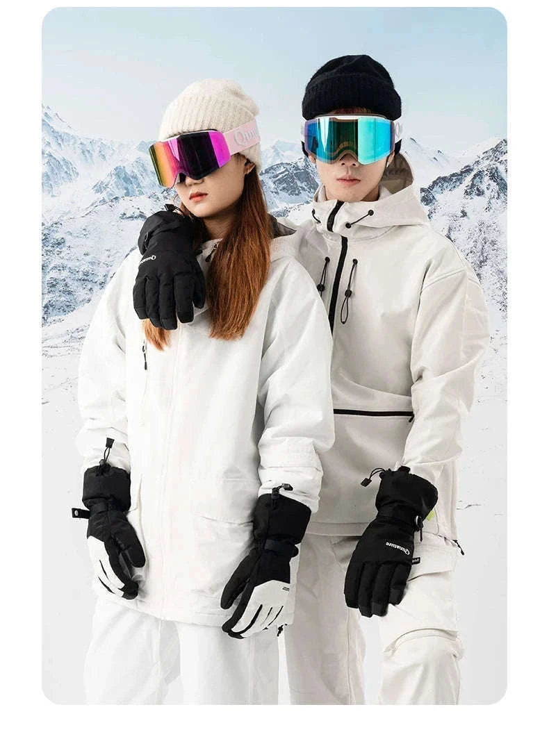 Windproof Insulated Ski Gloves with Touchscreen Fingertips-014-S350-WT / L