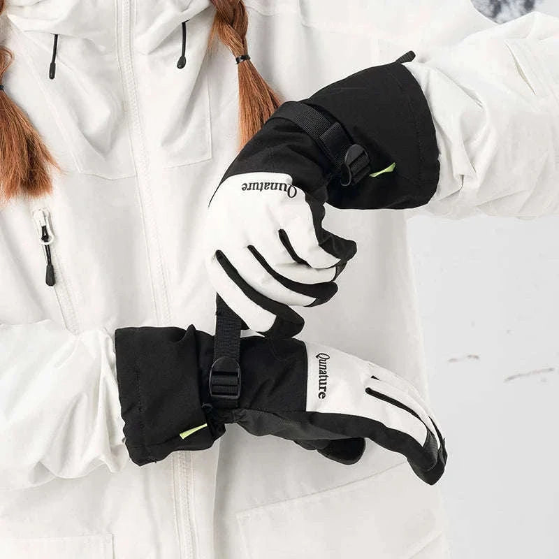 Windproof Insulated Ski Gloves with Touchscreen Fingertips-014-S350-WT / L