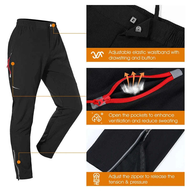 Windproof Quick‑Dry Cycling Pants for Active Outdoor Riding-XL / Black