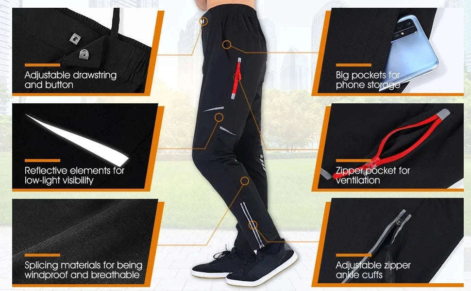 Windproof Quick-Dry Cycling Pants for Outdoor Riding-XL / Black